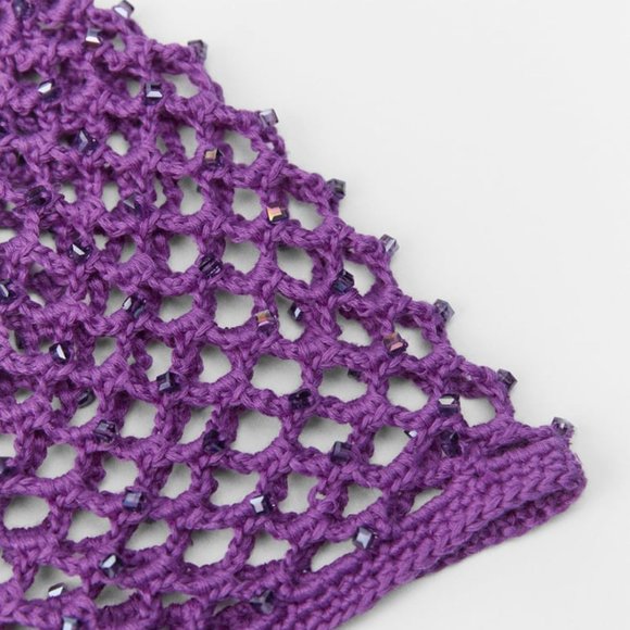 NWT Purple Beaded Knit Cap, S-M main image 3